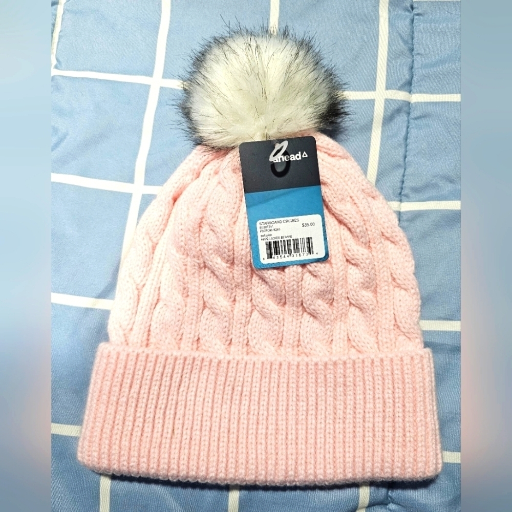 NWT Ahead Thread Pink Knit Beanie with Pom Pom​​​​